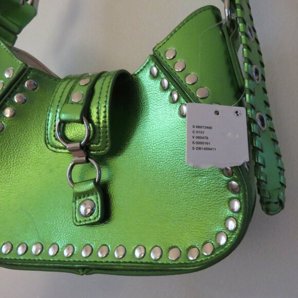 URBAN OUTFITTERS Devon Studded Mini Shoulder Bag in Metallic Green Y2K Glam NWT - Picture 8 of 15